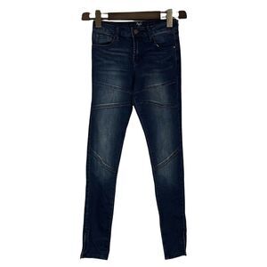 V1969 Italia Dark Wash Skinny Jeans with Zippered Ankles